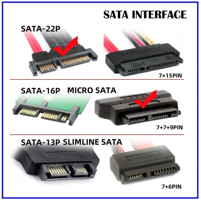 Alt view image 10 of 14 - Micro SATA 7+9p 16pin SSD 1.8" HDD Hard Disk Drive to 2.5" SATA 7+15p 22pin Adapter 6Gbps for Laptop Desktop