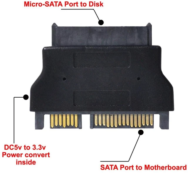 Alt view image 13 of 14 - Micro SATA 7+9p 16pin SSD 1.8" HDD Hard Disk Drive to 2.5" SATA 7+15p 22pin Adapter 6Gbps for Laptop Desktop