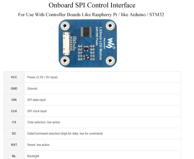 Alt view image 10 of 14 - 1.83inch Round LCD Display Module 240×280 Resolution IPS LCD SPI Interface 65K Colors Rounded Corners Micro LCD Display for Raspberry Pi 5/4B/ 3B+/Pi3B/Raspberry Pi Zero W/2W, STM32,ESP32 etc.