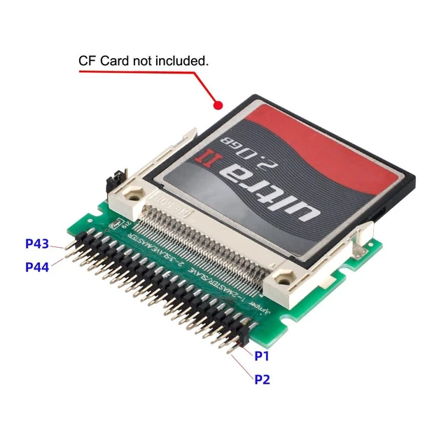 Alt view image 13 of 14 - CF Compact Flash Memory Card True-IDE Mode to Laptop 2.5" 44 Pins Male IDE Hard Disk Drive HDD SSD Adapter Supports Master Slave Mode