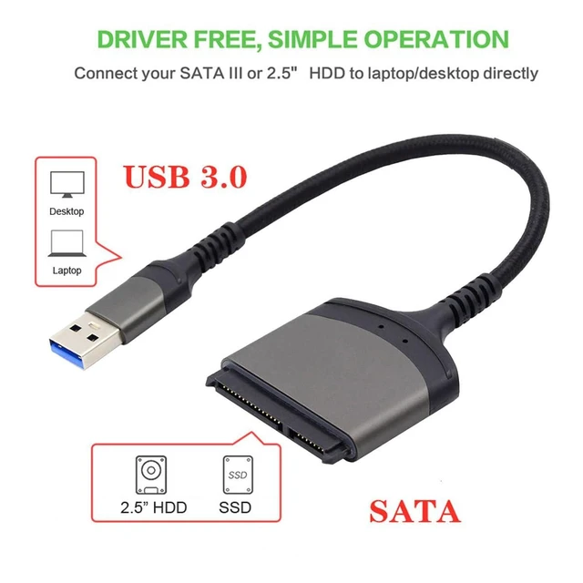 Alt view image 9 of 14 - 5Gbps USB 3.0 Type-A to SATA 22 Pin Adapter Cable for 2.5" Hard Disk Drive SSD