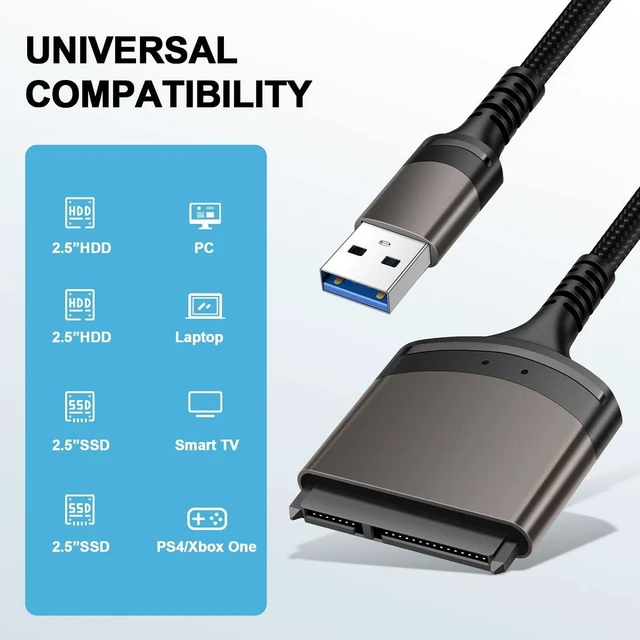 Alt view image 12 of 14 - 5Gbps USB 3.0 Type-A to SATA 22 Pin Adapter Cable for 2.5" Hard Disk Drive SSD