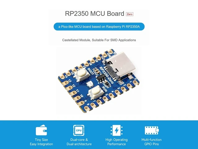 Alt view image 9 of 14 - RP2350 MCU Board Zero Pico 2 RP2350 Mini Development Board Based on Raspberry Pi RP2350A Microcontroller Chip, Dual-core & Dual-Architecture Design, 4MB Flash Memory, Type-C Connector
