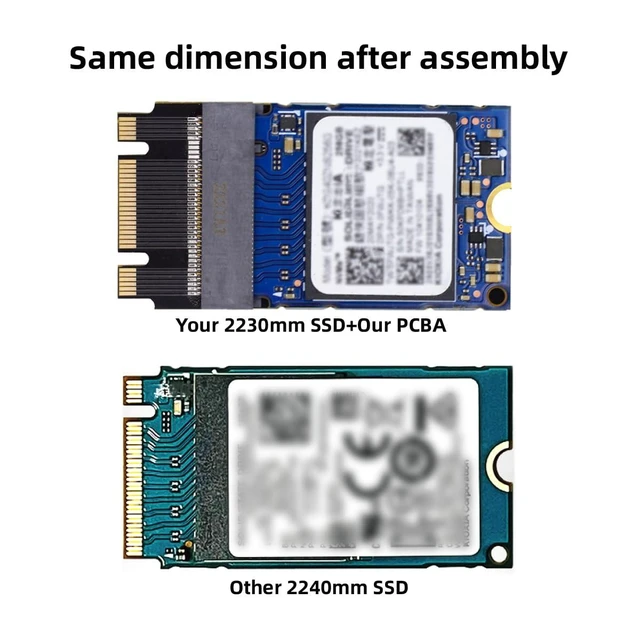 Alt view image 12 of 14 - B+M Key NVME M-Key 22x30mm to 22x42mm Male to Female Extension Adapter Compatible with Legion Go ThinkPad 2230 2242 SSD