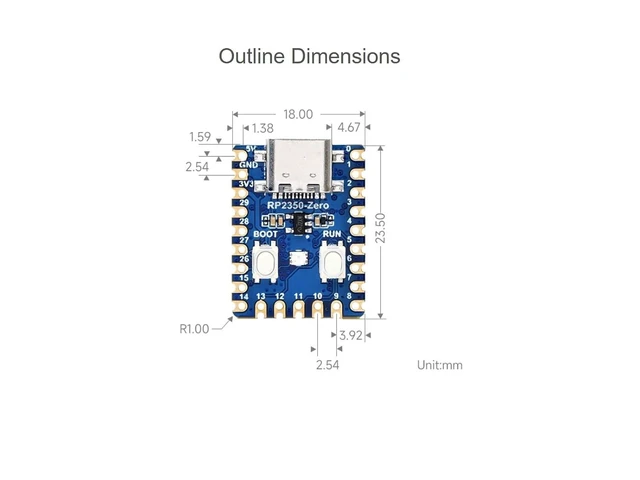 Alt view image 14 of 14 - RP2350 MCU Board Zero Pico 2 RP2350 Mini Development Board Based on Raspberry Pi RP2350A Microcontroller Chip, Dual-core & Dual-Architecture Design, 4MB Flash Memory, Type-C Connector