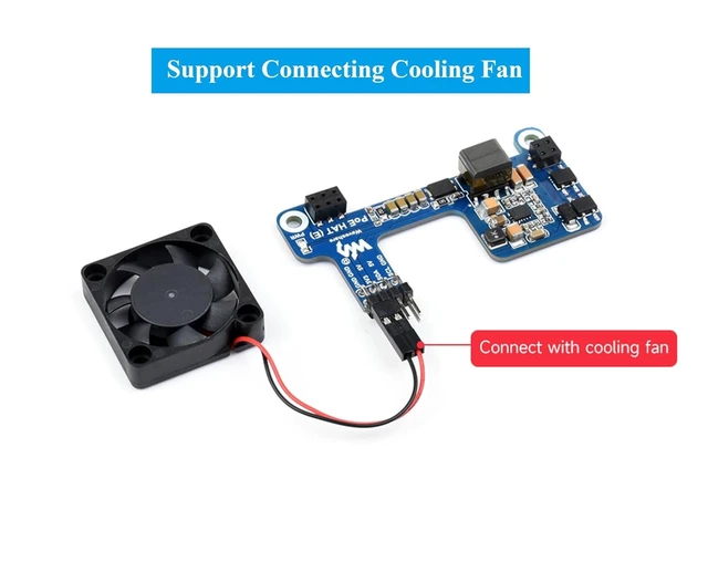 Alt view image 12 of 14 - PoE HAT for Raspberry Pi 4B/3B+, Power Over Ethernet (PoE) Support 802.3af, Compatible with Official Case, Supports Cooling Fan