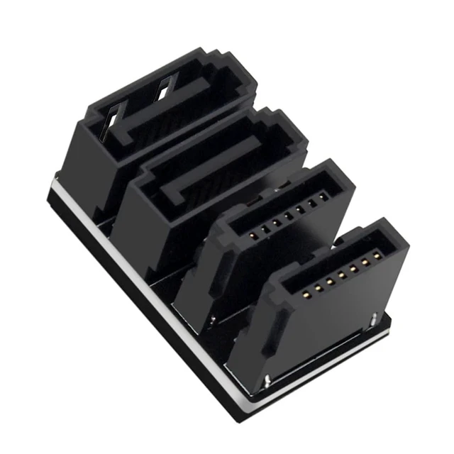 Alt view image 8 of 14 - SATA 7Pin Female to 7Pin Male 360 Degree Angled Adapter Low Profile for Desktops SSD HDD Mainboard Motherboard