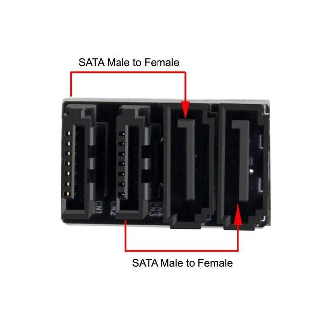 Alt view image 11 of 14 - SATA 7Pin Female to 7Pin Male 360 Degree Angled Adapter Low Profile for Desktops SSD HDD Mainboard Motherboard