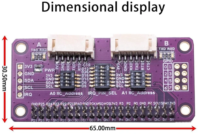Alt view image 13 of 14 - Serial Expansion Module I2C Interface for Raspberry Pi, Adopts SC16IS752 Chip 8-bit I/O Expander 2-Channel UART 8 GPIOs Expansion, Slide Switch