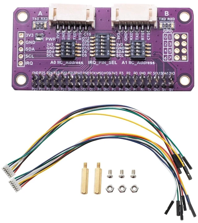 Alt view image 14 of 14 - Serial Expansion Module I2C Interface for Raspberry Pi, Adopts SC16IS752 Chip 8-bit I/O Expander 2-Channel UART 8 GPIOs Expansion, Slide Switch