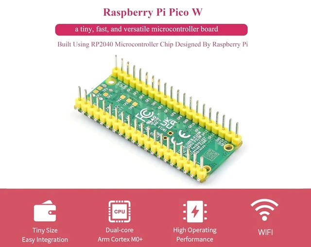 Alt view image 10 of 14 - Pi Pico W Microcontroller Board with Pre-Soldered Header, Built-in Wi-Fi 4 and Bluetooth 5.2, Based on Official RP2040 Dual-core Processor