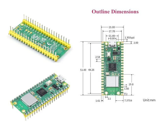 Alt view image 14 of 14 - Pi Pico W Microcontroller Board with Pre-Soldered Header, Built-in Wi-Fi 4 and Bluetooth 5.2, Based on Official RP2040 Dual-core Processor