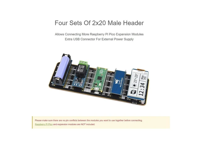 Alt view image 13 of 14 - Quad GPIO Expander for Raspberry Pi Pico, Four Sets of 2x20 Standard Raspberry Pi Pico GPIO Male Headers for Connecting More Expansion Modules, USB-Powered Support