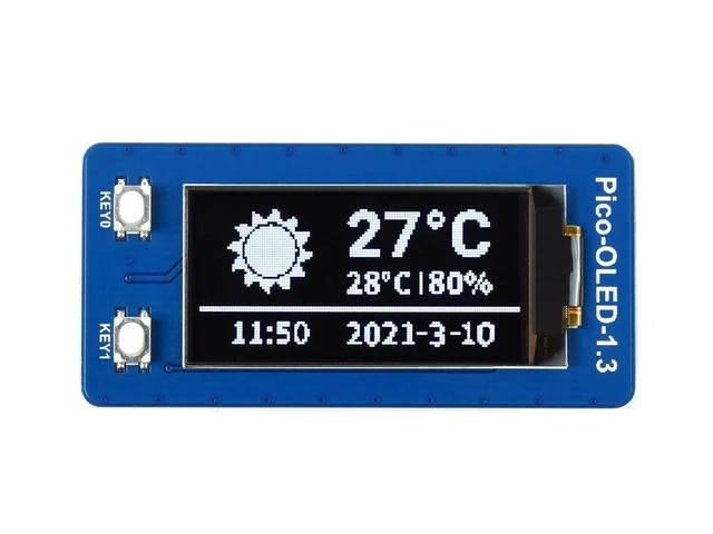 Alt view image 8 of 14 - 1.3 inch OLED Display for Raspberry Pi Pico, 64×128 Pixels, Embedded SH1107 Driver, Using SPI/I2C Bus, Better Compatibility, Fast Data Rate