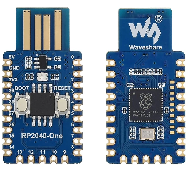 Alt view image 8 of 14 - RP2040-One, Pico-Like MCU Board Based on Raspberry Pi RP2040, 4MB Flash MCU Board, Dual-Core Arm Cortex M0+ Processor up to 133 MHz, Onboard USB Type-A Plug,Plug and Play