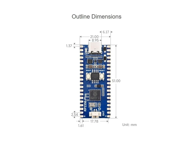 Alt view image 14 of 14 - RP2350 MCU Board Plus Pico 2 RP2350 Development Board Based on Raspberry Pi RP2350A Dual-core & Dual-Architecture Microcontroller Chip, 4MB of on-Board Flash Memory, Type-C Connector