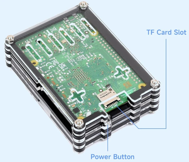 Alt view image 12 of 14 - Transparent and Black Acrylic Case for Raspberry Pi 5, Supports Installing Official Active Cooler