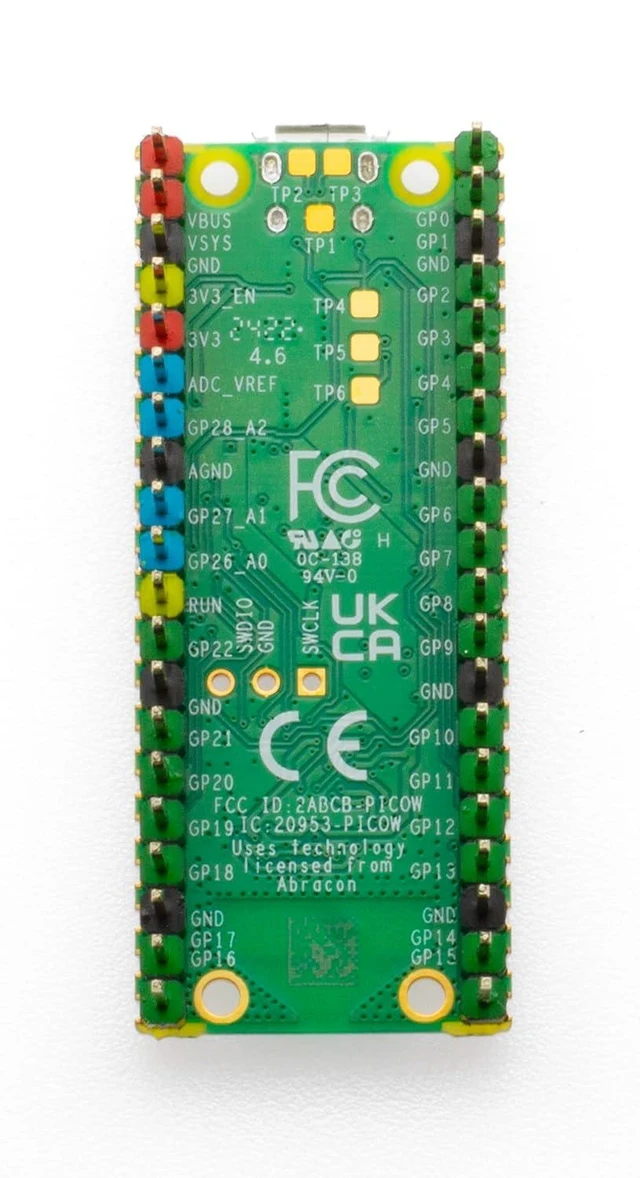 Alt view image 12 of 12 - Raspberry Pi Pico WiFi Module Microcontroller Board Dual-Core ARM Cortex M0+ Processor, CYW43439 Wireless chip, Based on The Raspberry Pi RP2040 Chip, with Pre-soldered Header(Color-Coded)