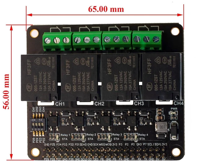 Alt view image 14 of 14 - 4-CH Relay for Raspberry Pi Zero Zero W Zero WH 2B 3B 3B+ 4B Power Relay Expansion Board Module Four Channel