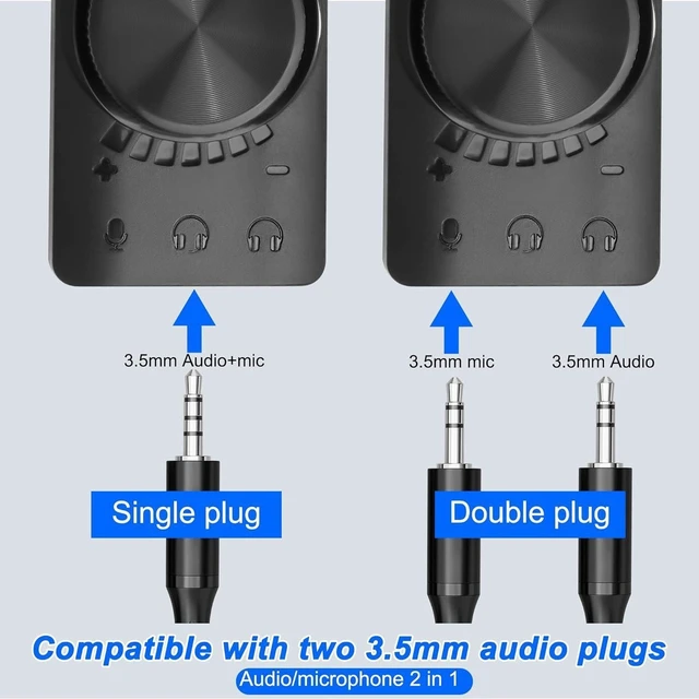 Alt view image 10 of 12 - External USB Sound Card Virtual 7.1 Surround Sound USB 2.0 Sound Card Adapter for PC with Volume Control, USB to 3.5mm Jack Audio Adapter Cable Plug and Play