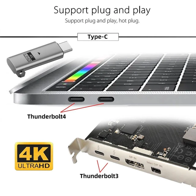 Alt view image 11 of 14 - USB-C Virtual Display Adapter USB4.0 USB5.0 DDC EDID Dummy Plug Type-C Headless Ghost Emulator Compatible with Thunderbolt3/4/5 Silver Color (4K@60Hz)