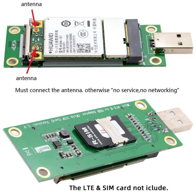 Alt view image 14 of 14 - Mini PCI-E Wireless WWAN to USB 2.0 Riser Adapter Card with SIM Card Slot for 3G/4G/5G LTE Wireless Module Modem Card