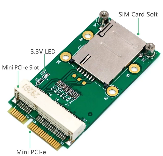 Alt view image 7 of 10 - Mini PCI-E Adapter Card mPCIe with Optional SIM Card Slot for 3G 4G Module USIM Card Slot Extension/WWAN LTE/GPS Card Desktop Laptop