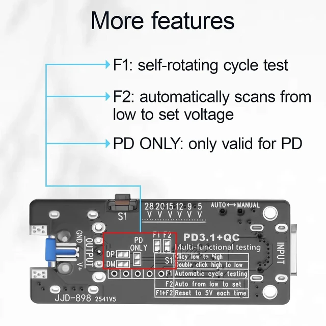 Alt view image 14 of 14 - Type-c PD3.1 QC Adjustable Voltage Trigger Module with Power Off Memory, Manual Auto Dual Mode PD Trigger