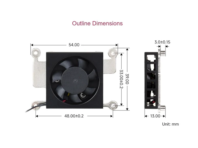 Alt view image 13 of 14 - Raspberry Pi CM5 Cooling Fan, 500010% RPM, 5V, 54x39x13mm, Desktop/Radiator Compatible