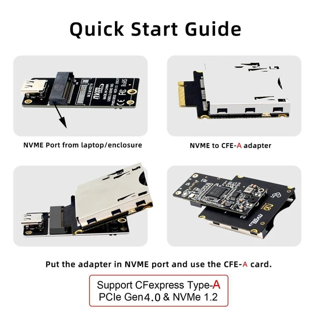 Alt view image 13 of 14 - M.2 NVMe M-Key Host to CFExpress Type-A CFA Extension Adapter M2 for CFE Support Camera Memory Card