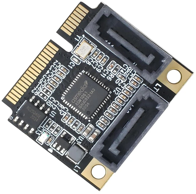 Alt view image 8 of 14 - Mini PCI-E PCI Express to SATA 3.0 Dual Ports Adapter Converter Hard Drive Extension Card SATA PM Multiplier Port Selector