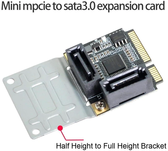 Alt view image 9 of 14 - Mini PCI-E PCI Express to SATA 3.0 Dual Ports Adapter Converter Hard Drive Extension Card SATA PM Multiplier Port Selector