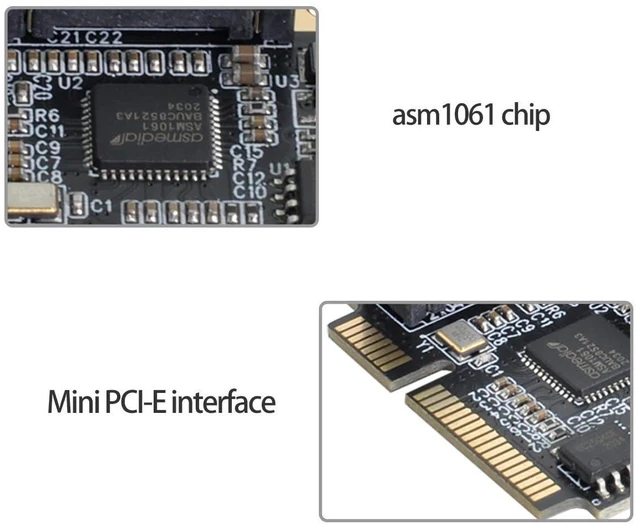Alt view image 13 of 14 - Mini PCI-E PCI Express to SATA 3.0 Dual Ports Adapter Converter Hard Drive Extension Card SATA PM Multiplier Port Selector