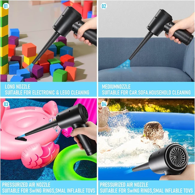 Alt view image 2 of 7 - Compressed Air Duster - 3 Gear Speed 50000 RPM 6000mAh 7.2KPA Electric Air Duster, Replaces Compressed Air Cans, Cordless air Blower Rechargeable for Cleaning Camera Computer, Household and Pet Hair
