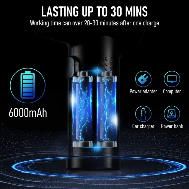 Alt view image 7 of 7 - Compressed Air Duster - 3 Gear Speed 50000 RPM 6000mAh 7.2KPA Electric Air Duster, Replaces Compressed Air Cans, Cordless air Blower Rechargeable for Cleaning Camera Computer, Household and Pet Hair