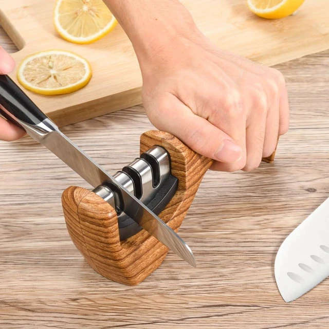 Alt view image 7 of 10 - 3 Stages Knife Sharpener Portable and Manual Sharpening Tool Knives Sharpening Stone Razor Sharp Tool for Home Kitchen