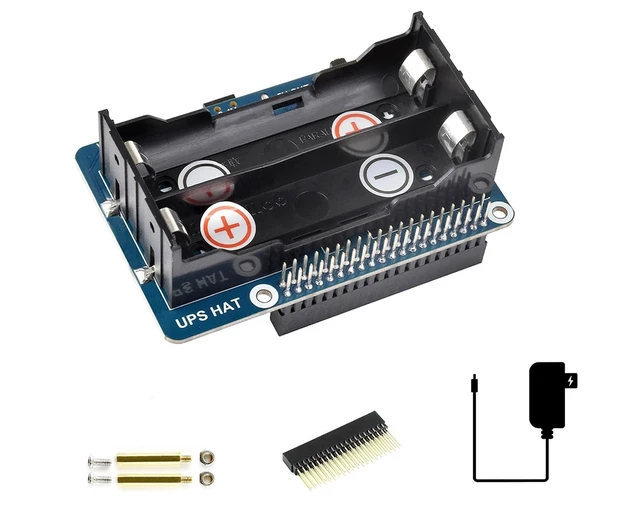Alt view image 8 of 14 - Uninterruptible Power Supply UPS HAT for Raspberry Pi 4B/3B+/3B, Support Power Supply Charge and Power Output at The Same Time, Provides Power Supply via Pin Header, with 5V USB Output