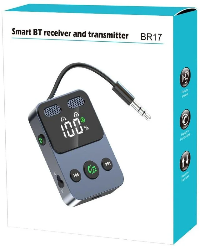 Alt view image 7 of 8 - Bluetooth receiver transmitter with subwoofer, integrated storage cable, BR17 audio transceiver adapter