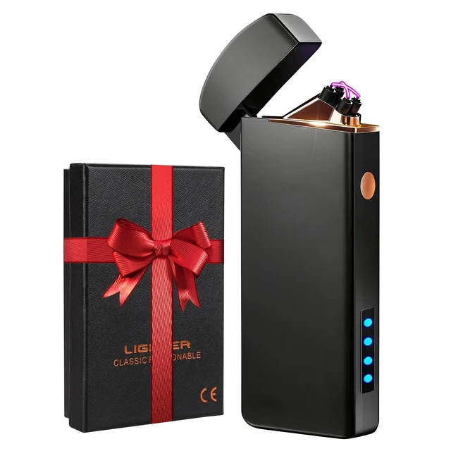 Alt view image 8 of 14 - Electric Lighter USB Rechargeable, Stocking Stuffers for Men Dad | Christmas Mens Gifts for Him, Husband, Windproof and Flameless Dual Arc Plasma Lighters for Candle Incense Camping