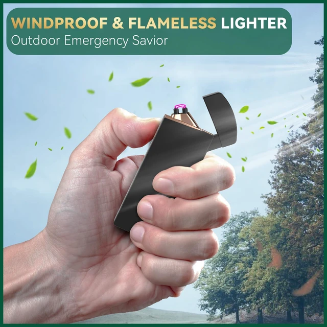 Alt view image 12 of 14 - Electric Lighter USB Rechargeable, Stocking Stuffers for Men Dad | Christmas Mens Gifts for Him, Husband, Windproof and Flameless Dual Arc Plasma Lighters for Candle Incense Camping
