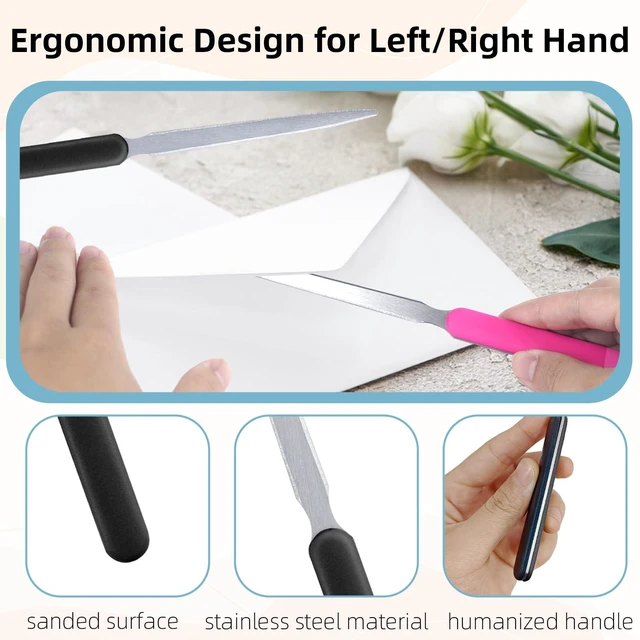 Alt view image 11 of 14 - 4 Pack Multicolor Letter Openers,Stainless Steel Envelope Opener Slitter,Mail Opener Knife,Letter Opener Envelope Slitter,Paper Knife,Sharp Letter Opener,Perfect for Office,Home and School Use