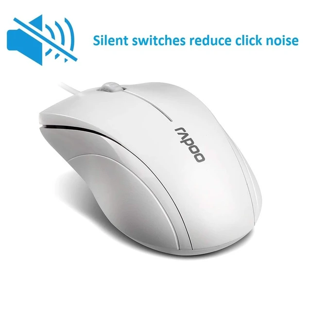 Alt view image 9 of 14 - N1600 3-Button Quiet Wired Mouse, 1000DPI Optical Mouse, Quiet Button, Ergonomic Shape, for Desktop Computers Laptops, Matte White