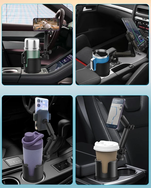 Alt view image 13 of 14 - 2-in-1 Cup Phone Holder for Car, 360° Adjustable Car Phone Mount | Anti-Slip Phone Cup Holder Long Arm, Fits 2.54" Cup Slots, Stable Holds Phones & Large Bottles, Compatible iPhone 17/16 Pro
