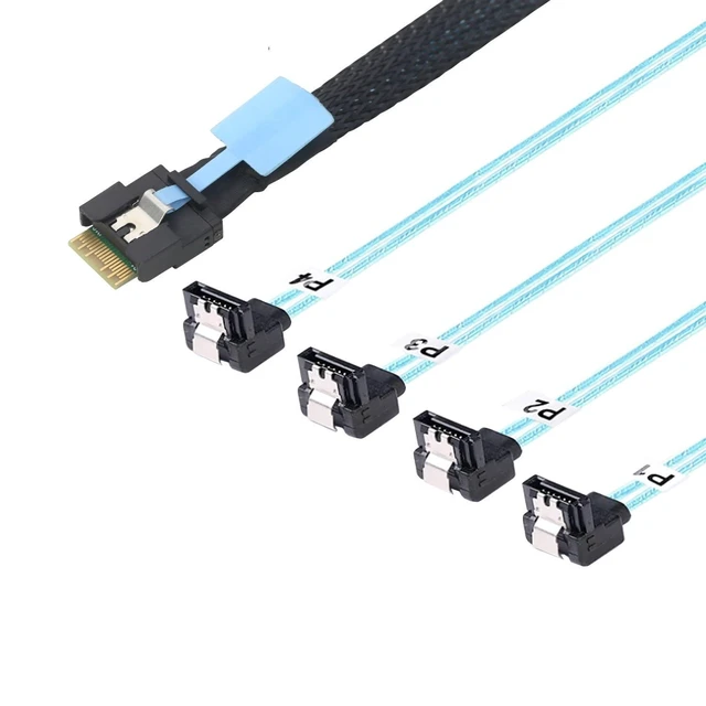 Alt view image 8 of 10 - Pcie Slimline SAS SFF-8654 4i 38P to 4X SATA Server Cable PCIe Host Adapter Anti-Mismating Design (50cm,to 4*SATA 90°)