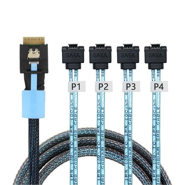 Alt view image 7 of 10 - Pcie Slimline SAS SFF-8654 4i 38P to 4X SATA Server Cable PCIe Host Adapter Anti-Mismating Design (50cm,to 4*SATA 90°)