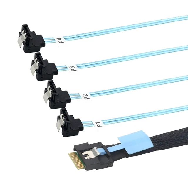 Alt view image 9 of 10 - Pcie Slimline SAS SFF-8654 4i 38P to 4X SATA Server Cable PCIe Host Adapter Anti-Mismating Design (50cm,to 4*SATA 90°)