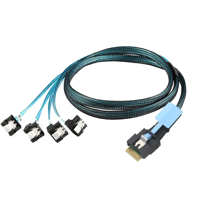 Alt view image 10 of 10 - Pcie Slimline SAS SFF-8654 4i 38P to 4X SATA Server Cable PCIe Host Adapter Anti-Mismating Design (50cm,to 4*SATA 90°)