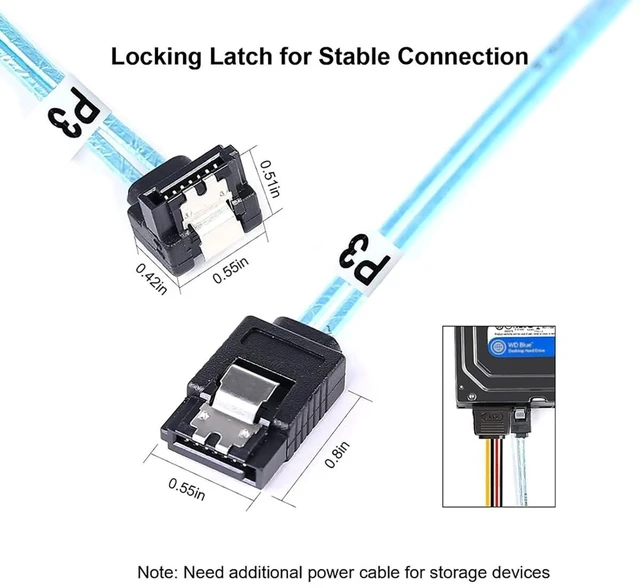 Alt view image 9 of 10 - 6X SATA 7-Pin Straight to 6X SATA 90° Right Angle Cable 12Gbps High-Speed SSD/HDD Data Cable with Locking Latch, 30AWG Copper Wire (0.5m)