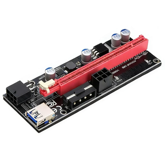 Alt view image 9 of 10 - PCIe 1X to 16X GPU Riser Extension Cable with USB 3.0 PCI Express Riser Adapter, 6 Pin Power for Desktop PC and GPU Vertical Mount (with Blue Cable)