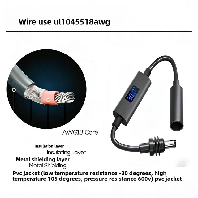 Alt view image 8 of 8 - The new DC male-to-female extension cable with a current capacity of 5521 amperes and a waterproof female connector is suitable for display screens, routers, and power supplies.